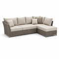 Canape de jardin d'angle 3 places en resine tressee PE beige 250 x 160 x 85 cm