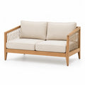 Canape de jardin 2 places en acacia massif et corde PP beige 130 x 75 x 78 cm
