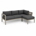 Canape de jardin d'angle 3 places avec meridienne en aluminium gris 210 x 140 x 75 cm
