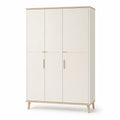 Armoire de chambre 6 portes en panneaux de particules melamines blanc casse et ch¨ºne clair 120 x 50 x 190 cm