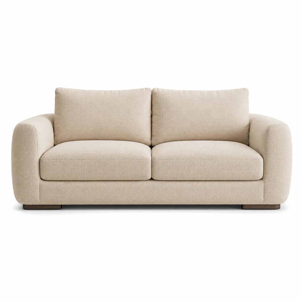 Canape droit 2 places en polyester beige 180 x 90 x 85 cm
