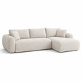 Canape d'angle droit 4 places en polyester boucle beige 280 x 165 x 80 cm