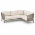 Canape de jardin d'angle 4 places en aluminium et corde tressee beige 220 x 220 x 78 cm
