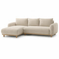 Canape d'angle gauche 3 places avec meridienne 230 x 150 x 82 cm en polyester beige