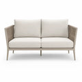 Canape de jardin 2 places en aluminium et corde tressee beige 130 x 75 x 78 cm