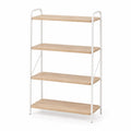 etagere sur pied 4 niveaux 60 x 30 x 120 cm en bambou et acier blanc