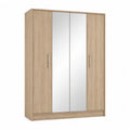 Armoire rectangulaire 4 portes battantes avec 2 miroirs en panneaux de particules melamines ch¨ºne sonoma 180 x 52 x 200 cm