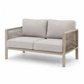 Canape de jardin 2 places en aluminium et corde polyester beige avec coussins 145 x 78 x 75 cm