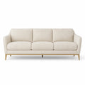 Canape droit 3 places 210 x 90 x 85 cm en polyester creme avec pieds en h¨ºtre massif