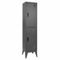Armoire vestiaire metallique 2 portes avec serrure a cle gris anthracite 38 x 45 x 180 cm