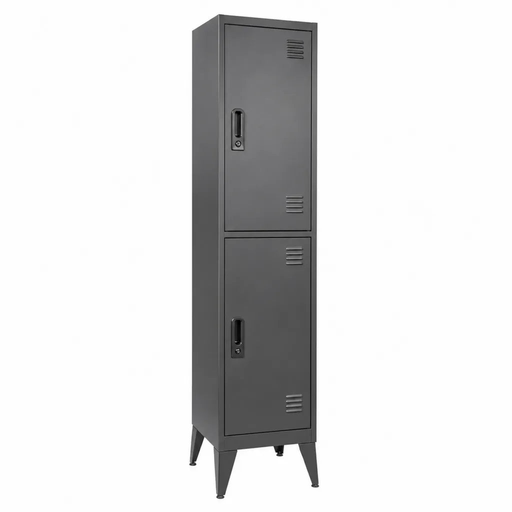 Armoire vestiaire metallique 2 portes avec serrure a cle gris anthracite 38 x 45 x 180 cm