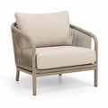 Fauteuil de jardin avec accoudoirs en aluminium et corde tressee beige 76 x 78 x 76 cm