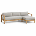 Canape de jardin d'angle 3 places en bois massif avec coussins en polyester beige 200 x 140 x 70 cm