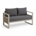 Canape de jardin 2 places en aluminium et corde tressee gris fonce 130 x 75 x 70 cm